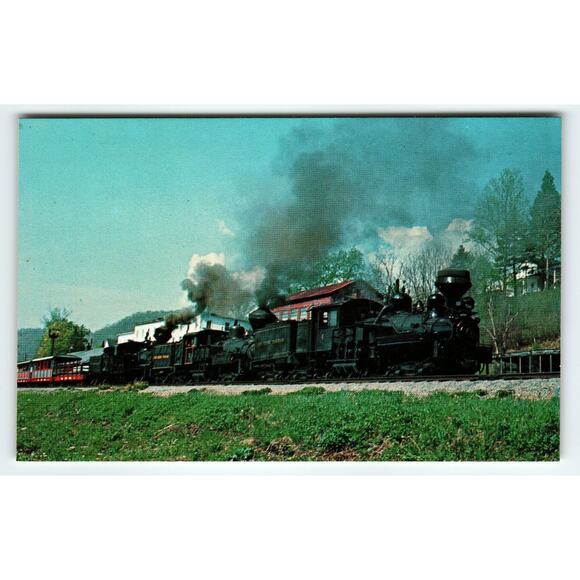 Cass WV Triple Header Steam Train Postcard Photochrome Lithograph - Picture 1 of 2